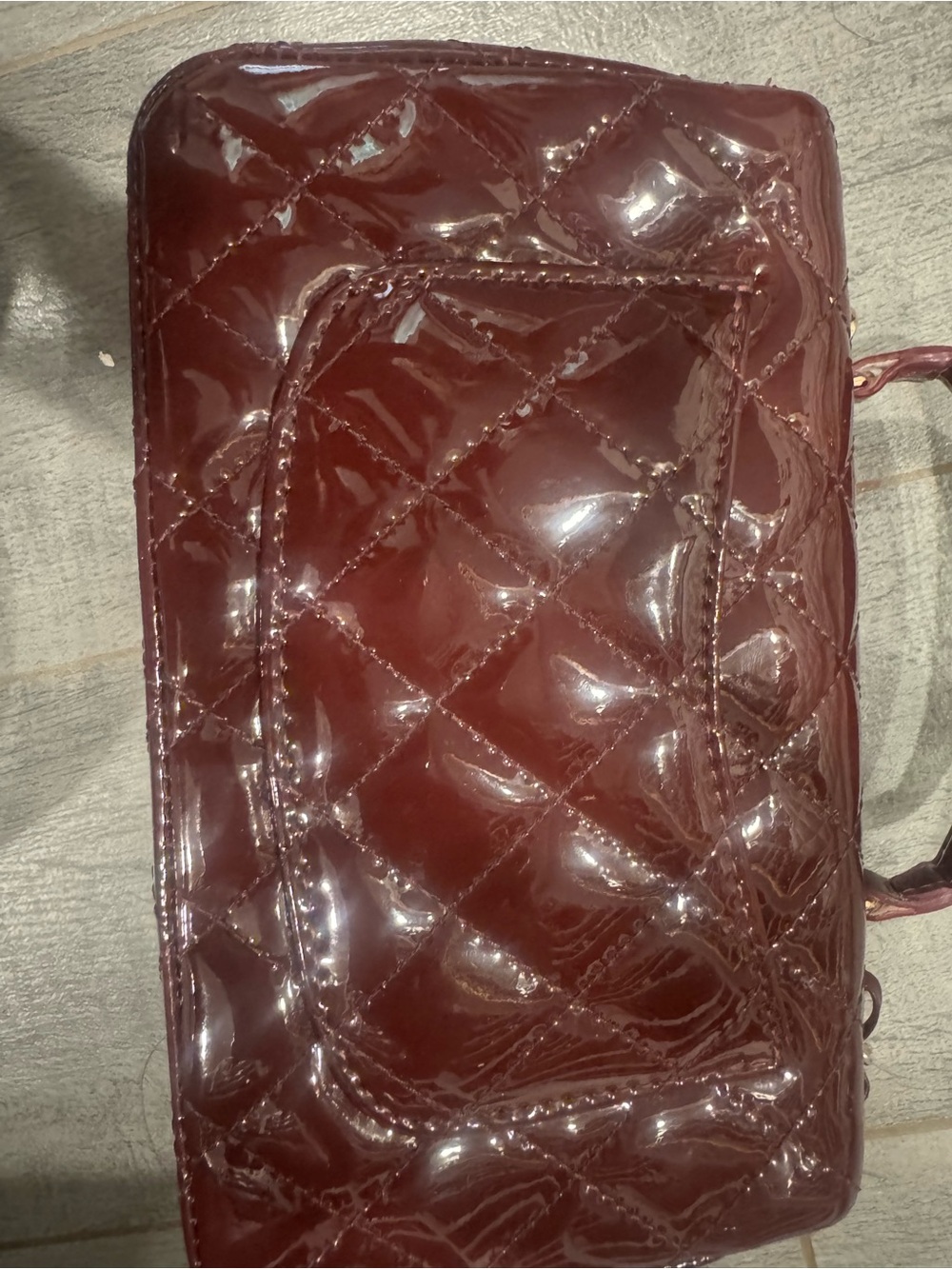 Patent quilted mini flap with top handle CC - Picture 3 of 5